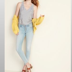 Relaxed fit V neck striped tank top
